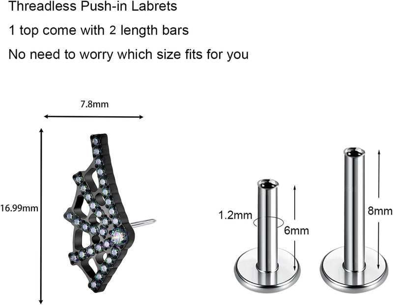 TOMIDES 1Pcs G23 Titanium Flat Back Earrings Studs 16g F136 Implant Grade Titanium Labrets Press Fit Threadless Push In Dainty Cartilage Helix Conch Lobe Lip Tragus Piercing Jewelry - Image 2